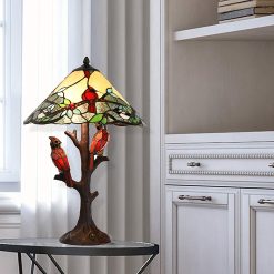 Alternative view of River of Goods 24 Cardinal Triple-Lit Stained Glass Table Lamp