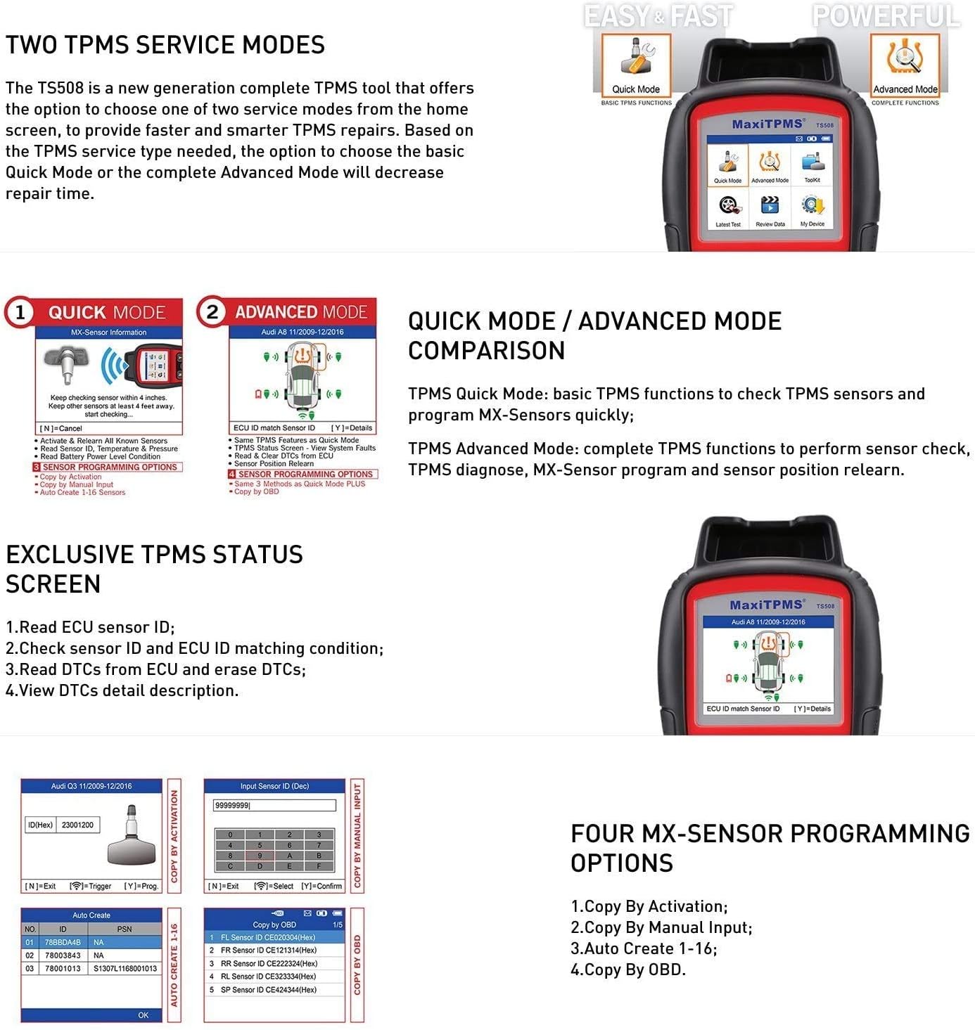 Autel MaxiTPMS TS508 with Free Screen Wiper Relearn Tool TPMS Programming TPMS Reset Sensor Activation Key Fob Testing Relearn by OBD Tire Type/Pressure Selection Advanced TS408 - Image 6