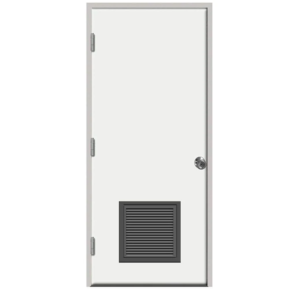 Steves u0026 Sons 24 in. x 80 in. Premium Vented Flush White Primed Right-Hand Outswing Steel Prehung Front Door with 4-9/16 in.