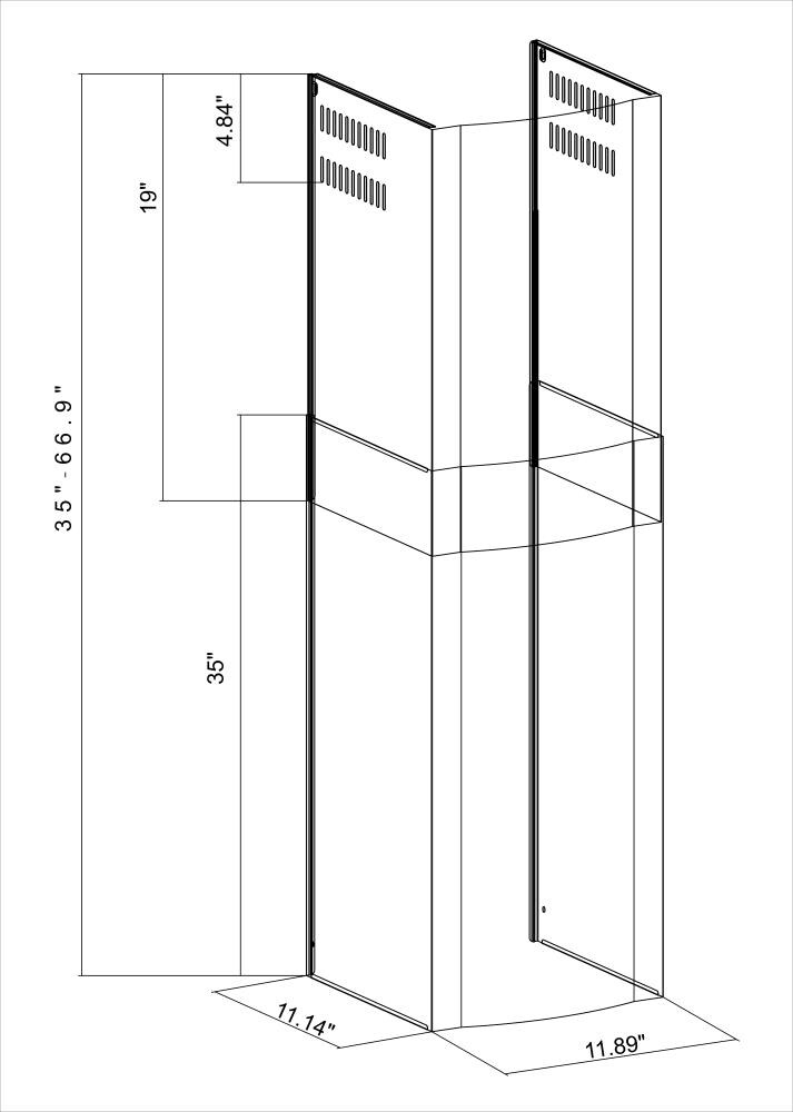 Winflo Stainless Steel Chimney Extension (Up to 11 ft. Ceiling) for Wall Mount Range Hood, Silver - Image 2